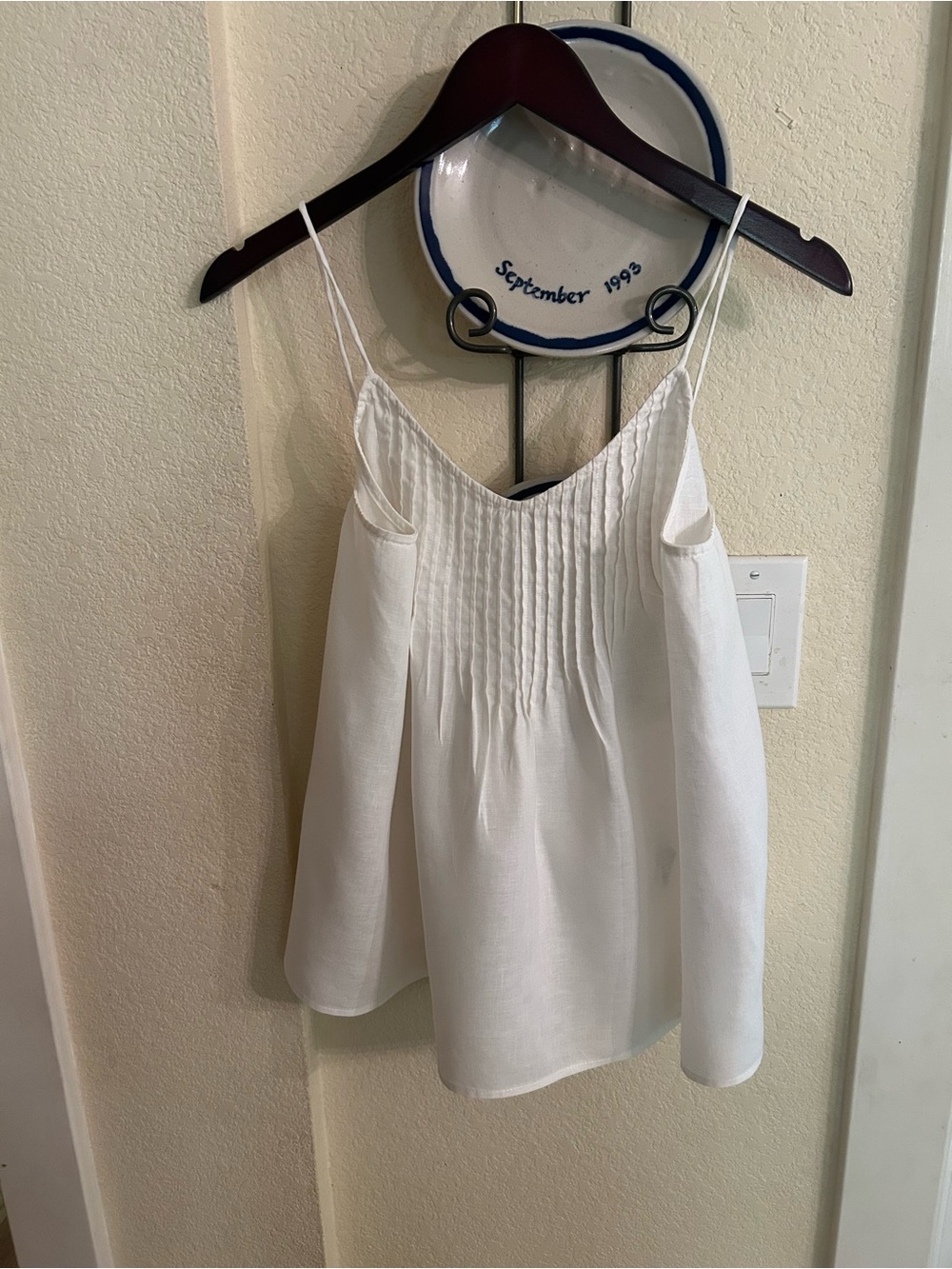 Boden White Pintuck Spaghetti-Strap Cami